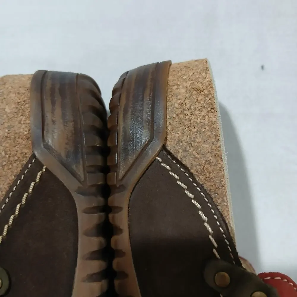 Mephisto Sandals Womens US 8 EU 39 Brown Red Leather Cork Footbed Comfort Shoes